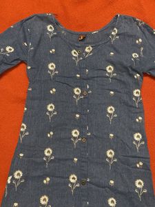 Blue Floral Print Dress