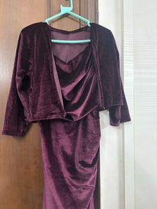 Burgundy Velvet Bodycon Dress