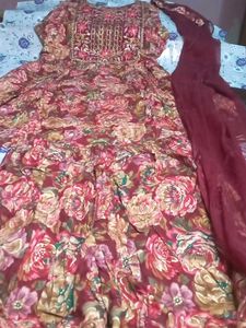 Floral Anarkali Kurta with Dupatta