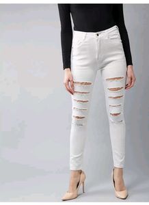 Dolce Crudo White Skinny Distressed Jeans Size 32