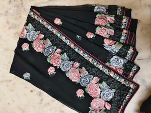Elegant Flower black 🖤 saree
