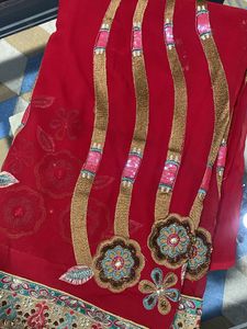 Heavy Red Sari With Blouse