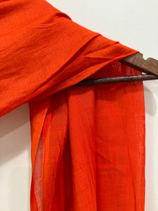 Suvasa Green Orange Chanderi Cotton Dupatta