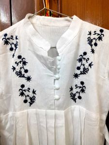 White Ethnic Peplum Kurti