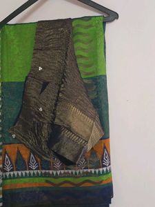 Kanjivaram Hand Print Saree