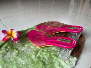 Pink Clear Heel Mules - Size 36