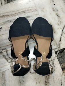 Black Tie-Up Sandals