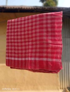 Red Checked Handloom Cotton Gamcha or Towel