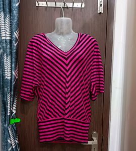 Pink And Black Stripped Top