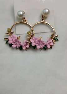 Charming Floral Pearl Drop Earrings