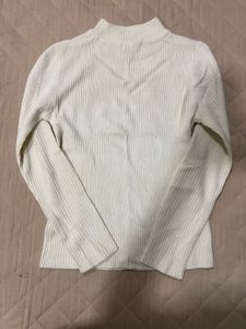 Cream Ribbed Knit Sweater