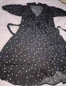 Ruffled Hem Black Dress