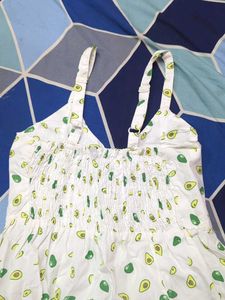 Super Cute Strappy White Dress With Avacado Print.