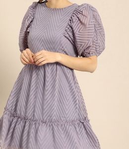 Serene Lavender Dobby pattern mini dress