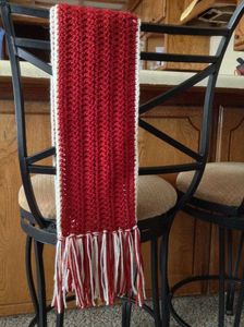 Red & White Knitted Scarf