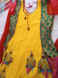 Yellow Embroidered Anarkali Dress