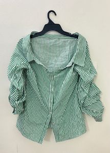 Green striped Button down shirt