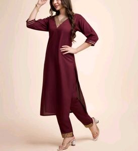 Maroon Embroidered Kurta Set