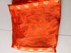 Orange &amp; Purple Embellished Saree