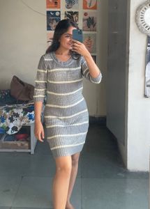 Striped Knit Sweater Dress