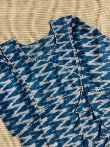 Blue Ikat Print Kurta Set
