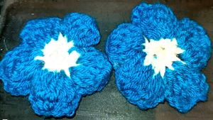 Blue Crochet Flower Hair Clips