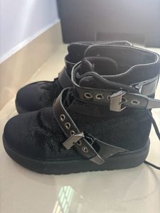 Black Boots Velvet Material