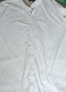 White Patterned Button-Down Shirt