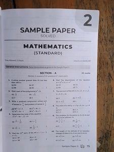 Educart Sample Paper Mathematics Class 10th