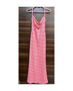 Pink Flower Print Maxi Dress