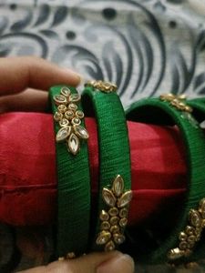 Green &amp; Gold Bangles