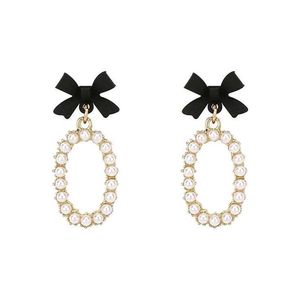 Pearl &amp; Bow Drop Earrings