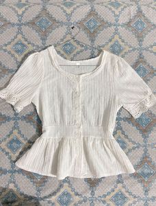 White Peplum Top