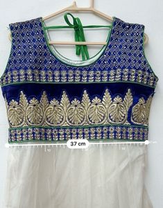 Designer White Blue Ethnic Anarkali Gown