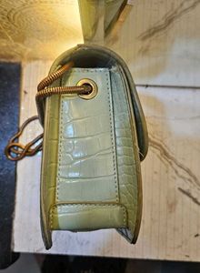 Miraggio Sage Green Croc Texture Sling Bag