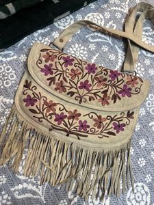 Boho beige handbag