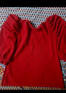 Red Puff Sleeve Top
