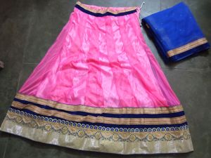 Pink & Blue Lehenga Skirt with Dupatta