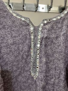 LAVENDER COLOR PARTY WEAR STITCHED DRESS