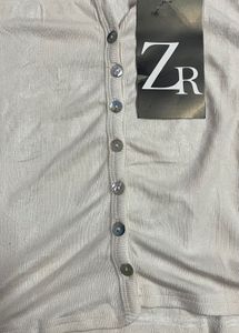 ZR Button-Down Crop Top Free Size
