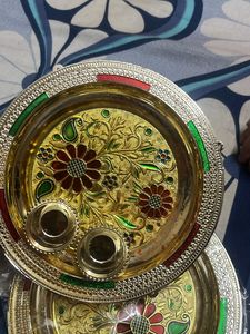 Small Pooja Plate (Set Of 2)