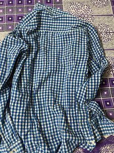Blue and White Gingham Button-Down Shirt