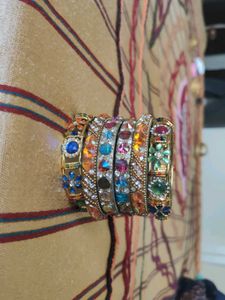 Colorful Stone Bangles (Set of 7)