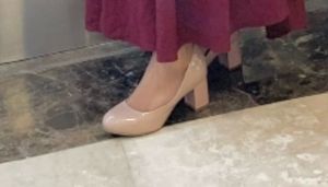 Sherrif Shoes Nude Pump Block Heels