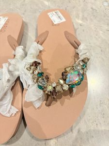 Sparkly Stylish Embellished Flip Flops