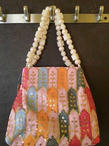 Pink Embroidered Handbag