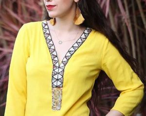Bright Yellow Embellished Tunic