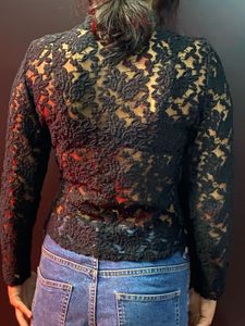 Black Lace Y2K Long Sleeve Top