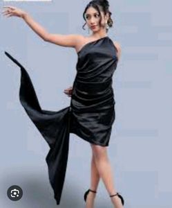 Black Bodycon Satin Dress