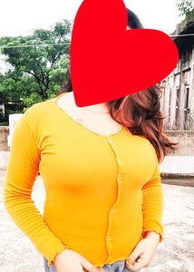 Yellow Full Sleeves Top. Size -M, Bust-34. Used One Time Only.